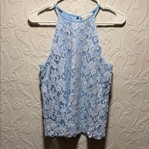 Sweet Wanderer Sky Blue Lace Tank Top
